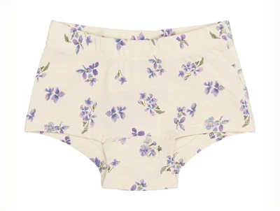 Petit Piao hipsters i creme nuance med lilla blomster forfra