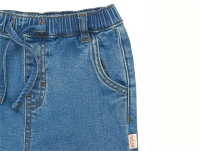Petit Piao denim bukser lyseblå detalje talje