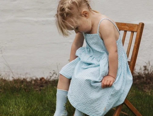 Petit Piao kjole lysegrøn med tern på barn