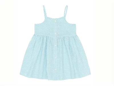 Petit Piao kjole lysegrøn med tern forfra