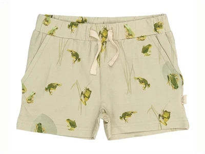 Petit Piao shorts beige med frøer forfra