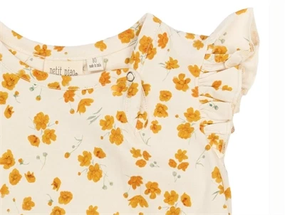 Petit Piao kjole råhvid med buttercup detalje