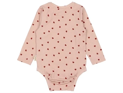 Petit Piao body med hjerteprint og lange ærmer set bagfra