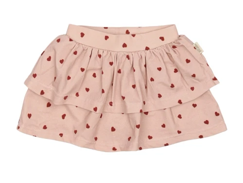 Petit Piao nederdel rosa med røde hjerter print set forfra