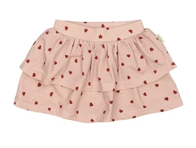 Petit Piao nederdel rosa med røde hjerter print set forfra