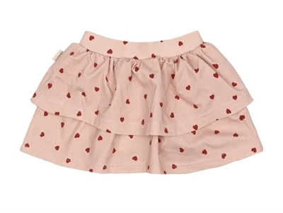 Petit Piao nederdel rosa med røde hjerter print set bagfra