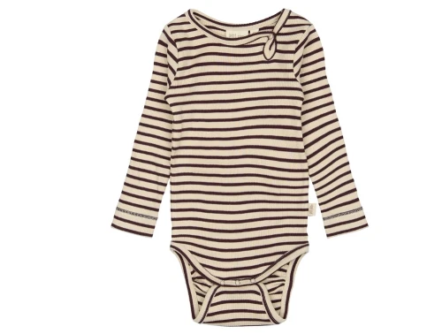 Petit Piao body med striber i dark grape