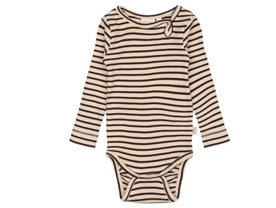 Petit Piao body med striber i dark grape