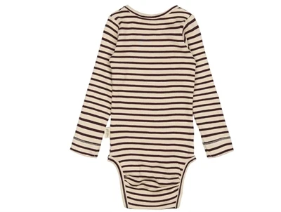 Petit Piao body med striber i dark grape bagfra