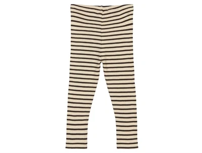 Bagside af stribede Petit Piao leggings i coffee bean