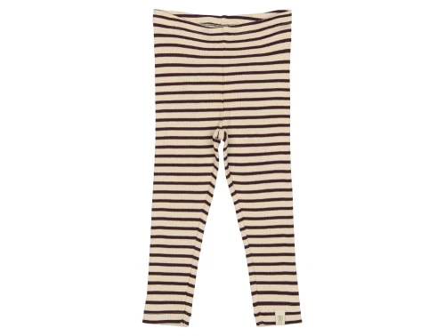 Petit Piao leggings dark grape stribet set forfra