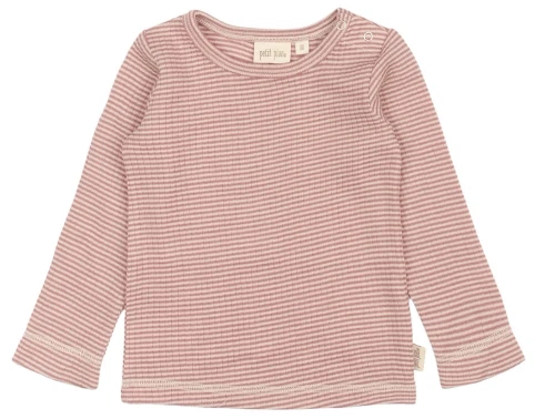 Langærmet t-shirt i nostalgic rose striber fra Petit Piao set forfra 