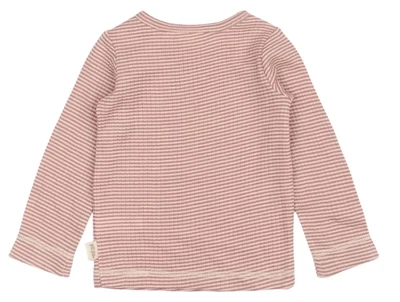 Langærmet t-shirt i nostalgic rose striber fra Petit Piao set bagfra