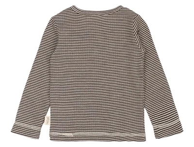 Bagside af merinould T-shirt med coffee bean striber fra Petit Piao