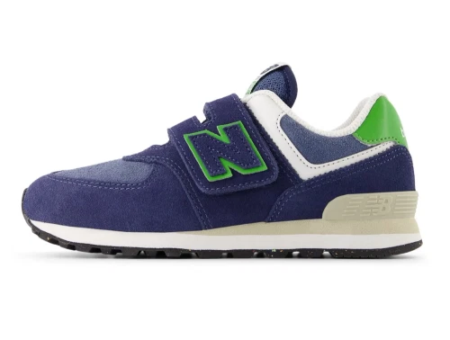 New Balance 574 sneaker i navy og grøn med velcro