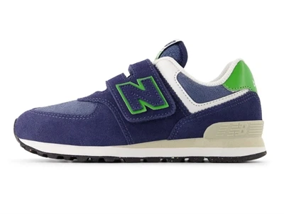 New Balance 574 sneaker i navy og grøn med velcro