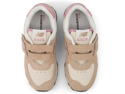 new balance sneaker med velcro i flat taupe og pink taffy set fra oppefra