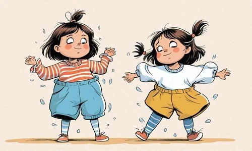 Babyer som har lidt for stort og for småt tøj på