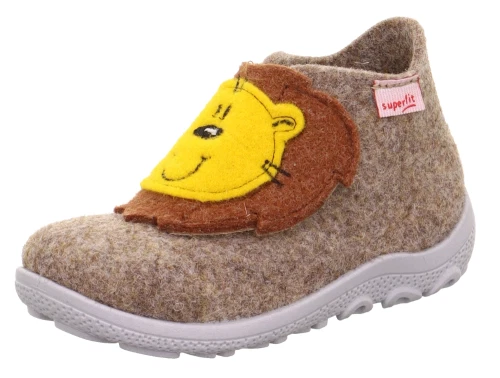 Superfit Happy Octi hjemmesko beige uldfilt med løvehoved
