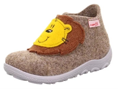 Superfit Happy Octi hjemmesko beige uldfilt med løvehoved