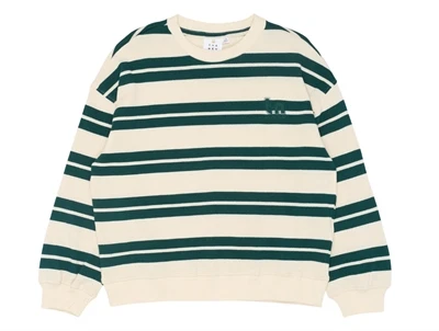 THE NEW sweatshirt stribet deep teal forfra