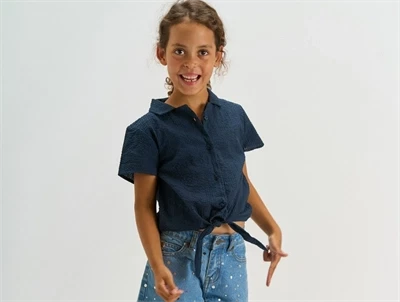 THE NEW Tessa kortærmet skjorte navy blazer vist på barn