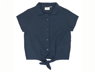 THE NEW Tessa kortærmet skjorte navy blazer forfra