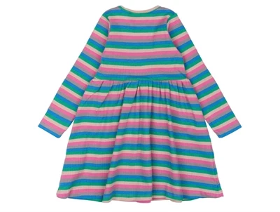 THE NEW siblings rib kjole med flerfarvede striber og lange ærmer  