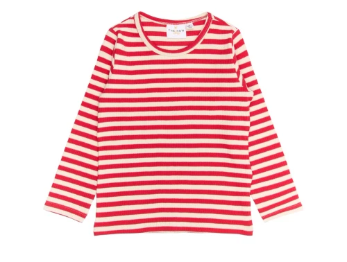 THE NEW Siblings langærmet rib T-shirt stribet rød hvid set forfra
