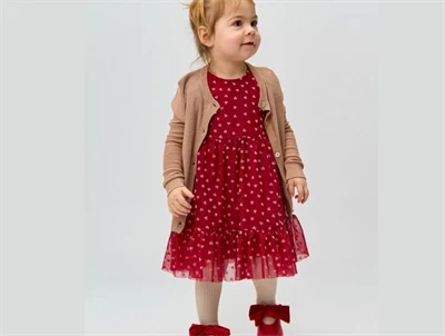 THE NEW siblings tylkjole i ski patrol aop med hjerteprint iført barn- julekjole