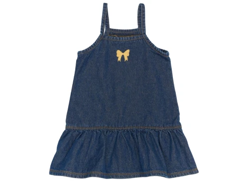 THE NEW siblings denimkjole i medium blue denim med sommerfugl foran  