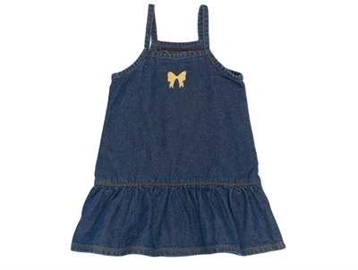 THE NEW siblings denimkjole i medium blue denim med sommerfugl foran  