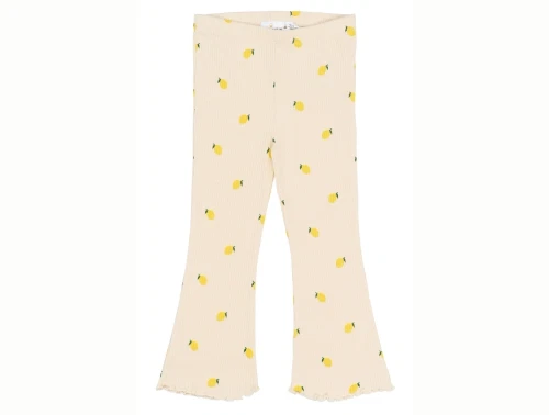 THE NEW Siblings Smilla flared rib bukser gardenia aop med citronprint forfra