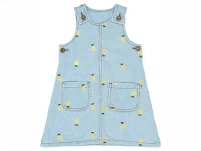 THE NEW Siblings Saja denim kjole light blue denim med citronbroderi forfra