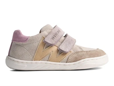 Wheat Barres sneaker i råhvid med lilla detaljer og dobbelte velcroremme