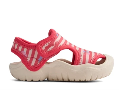 Wheat Bani badesandal rød stribet/blomstret med velcro