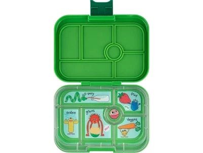 Yumbox Original bento madkasse grøn/sjove monstre med 6 rum