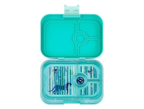Yumbox Panino madkasse i tropical aqua med panterprint og fire rum