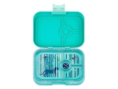 Yumbox Panino madkasse i tropical aqua med panterprint og fire rum