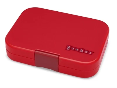 Yumbox Panino madkasse i wow red med dinosaurprint og fire rum