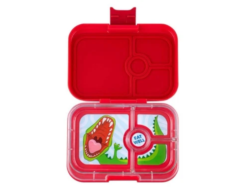 Yumbox Panino madkasse i wow red med dinosaurprint og fire rum
