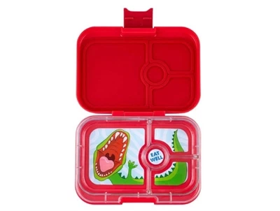 Yumbox Panino madkasse i wow red med dinosaurprint og fire rum